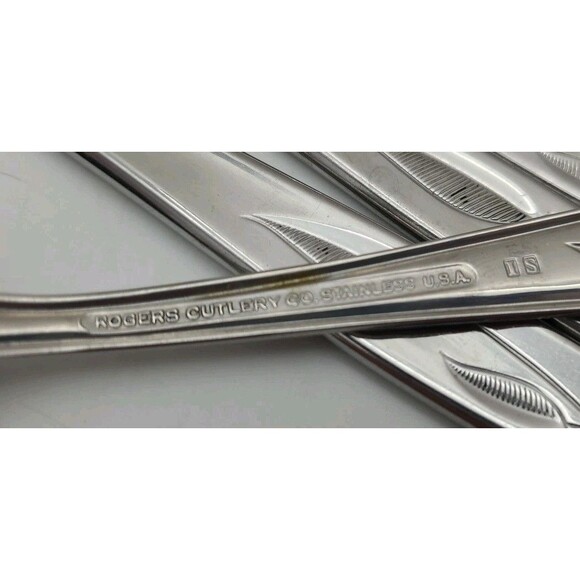 Lot 40 Pieces WHISPERING LEAVES Rogers Cutlas Stainless Steel Flatware USA - Picture 10 of 10